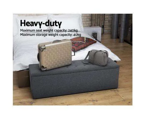Storage Ottoman Blanket Box Linen Foot Stool Rest Chest Couch Grey