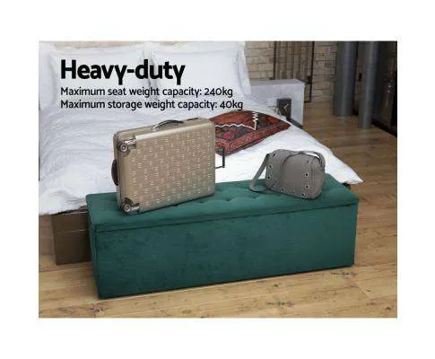 Storage Ottoman Blanket Box Velvet Foot Stool Rest Chest Couch Green