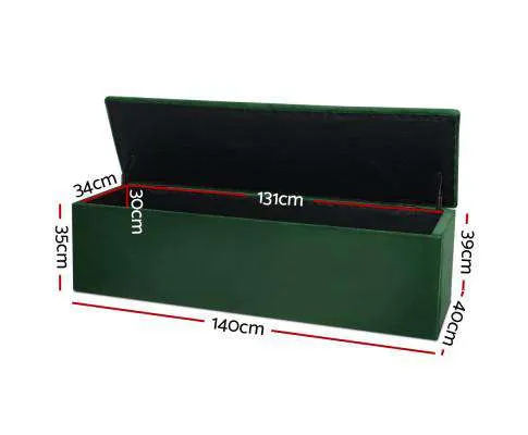 Storage Ottoman Blanket Box Velvet Foot Stool Rest Chest Couch Green