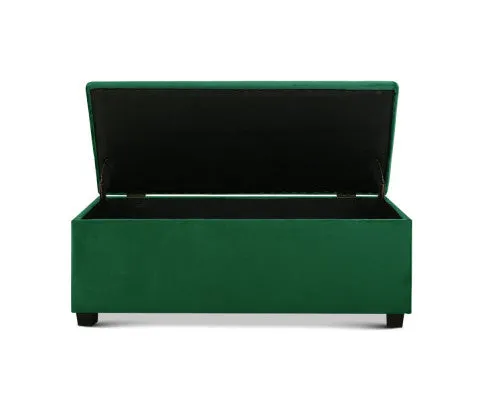 Storage Ottoman Blanket Box Velvet Footstool Rest Chest Couch Toy Green