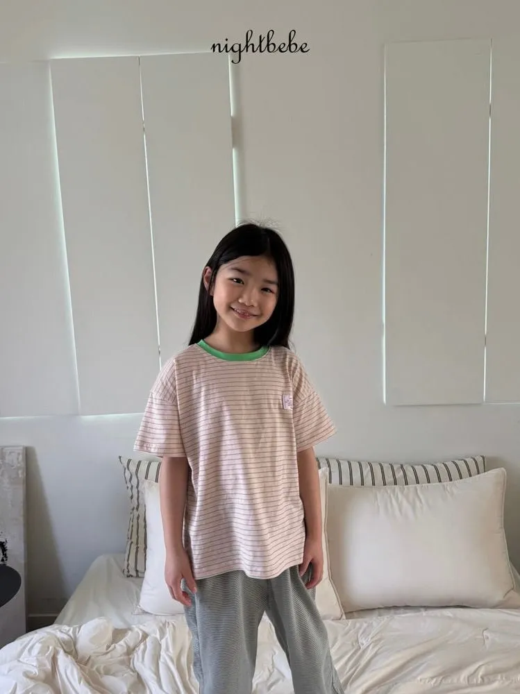 Stripe color blocking T
