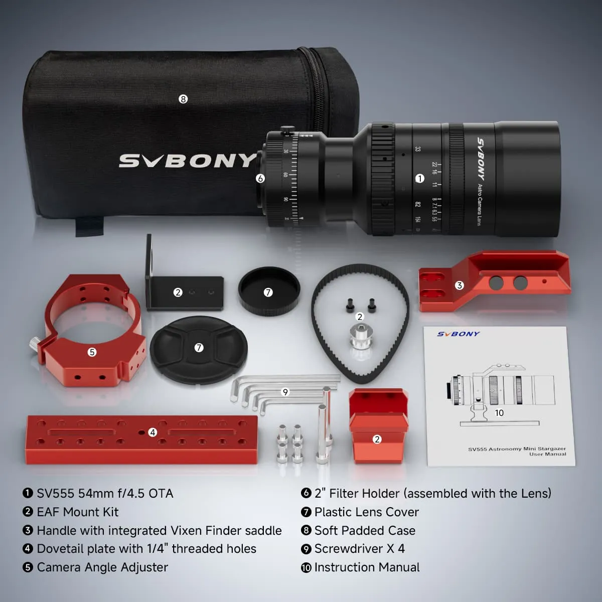 Svbony SV555 Astrophotography Telescope APO 54mm f/4.5 Astrograph Camera Lens w/ EAF Mount Kit - F9395A