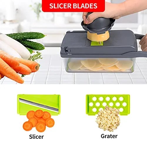 T-GOGO Pro Vegetable Chopper:10-in-1 Mandoline Slicer,Onion Chopper Slicer Dicer,Egg Separator Slicer,Vegetable Chopper Cutter Slicer,Pro Food Chopper Cutter Dicer Slicer with Container for Kitchen
