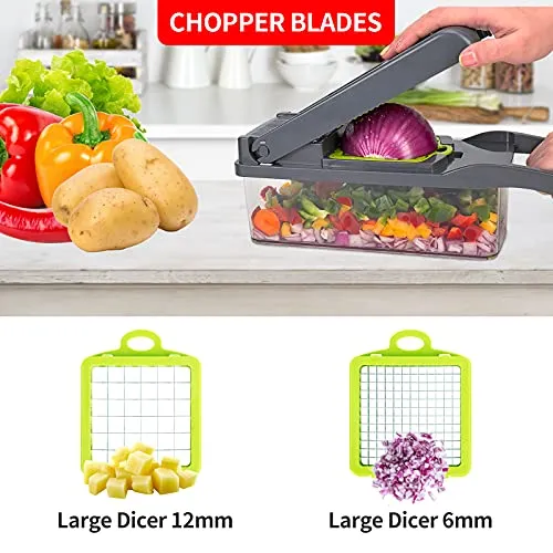 T-GOGO Pro Vegetable Chopper:10-in-1 Mandoline Slicer,Onion Chopper Slicer Dicer,Egg Separator Slicer,Vegetable Chopper Cutter Slicer,Pro Food Chopper Cutter Dicer Slicer with Container for Kitchen