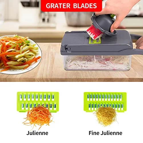 T-GOGO Pro Vegetable Chopper:10-in-1 Mandoline Slicer,Onion Chopper Slicer Dicer,Egg Separator Slicer,Vegetable Chopper Cutter Slicer,Pro Food Chopper Cutter Dicer Slicer with Container for Kitchen