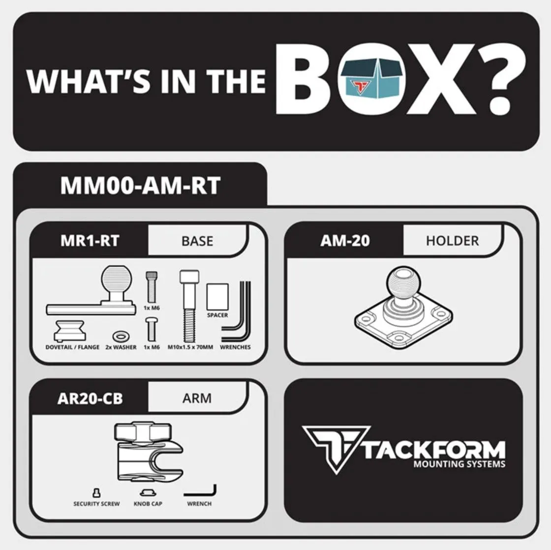 TackForm Black Can-Am AMPS Mount | Spyder Center Riser Mount - M10 Bolt | Short Reach Arm