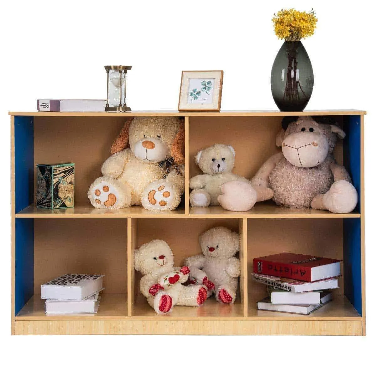 Tangkula Kids Toy Storage Organizer with 5 Storage Bins Toy Cabinet Storage Containers for Bedroom, Playroom, School Lightweight Children Collection Shelf Multi-Bin Storage Cubby with Compartments