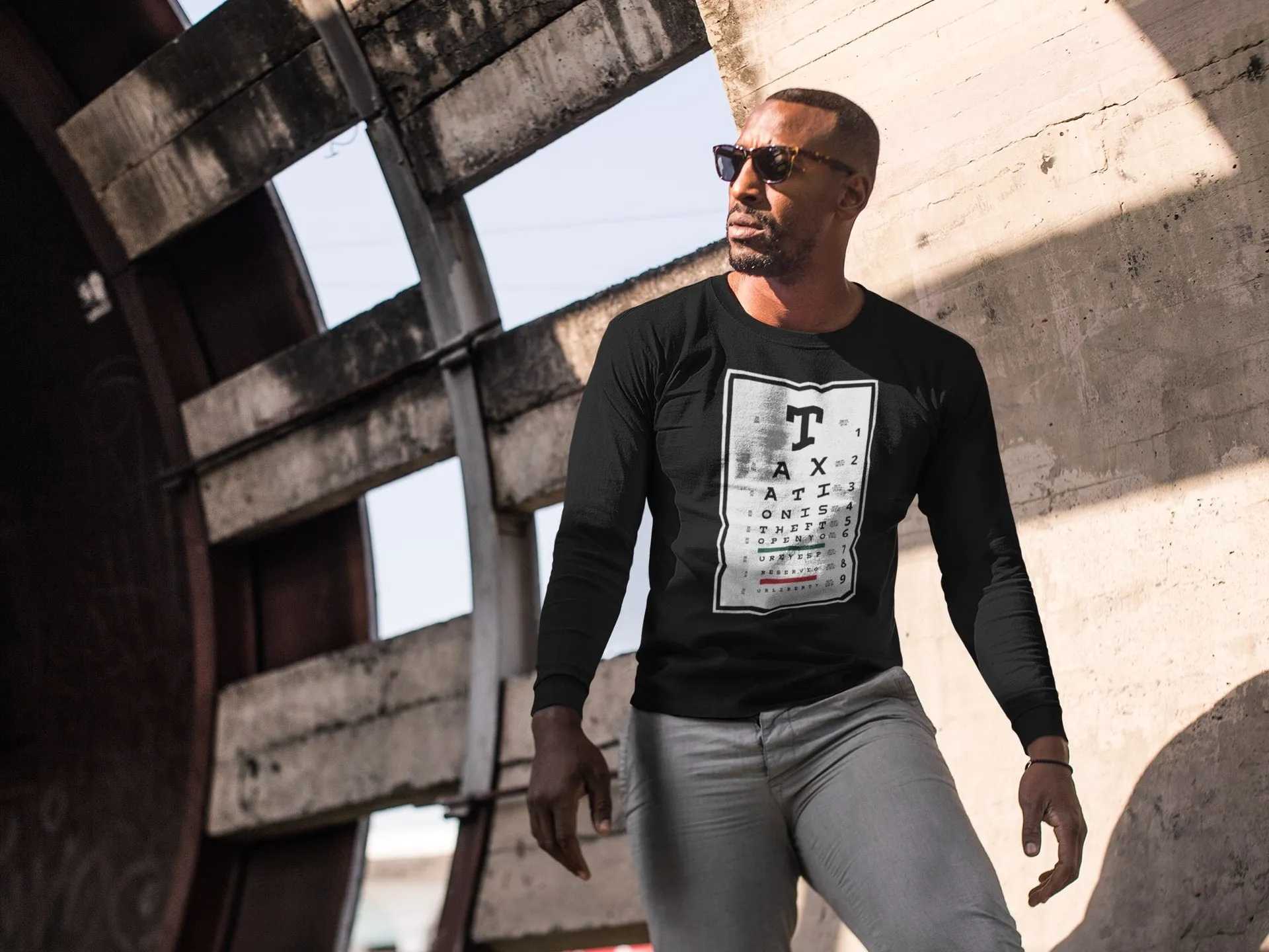 Taxation is Theft Eye Chart Long Sleeve Shirt
