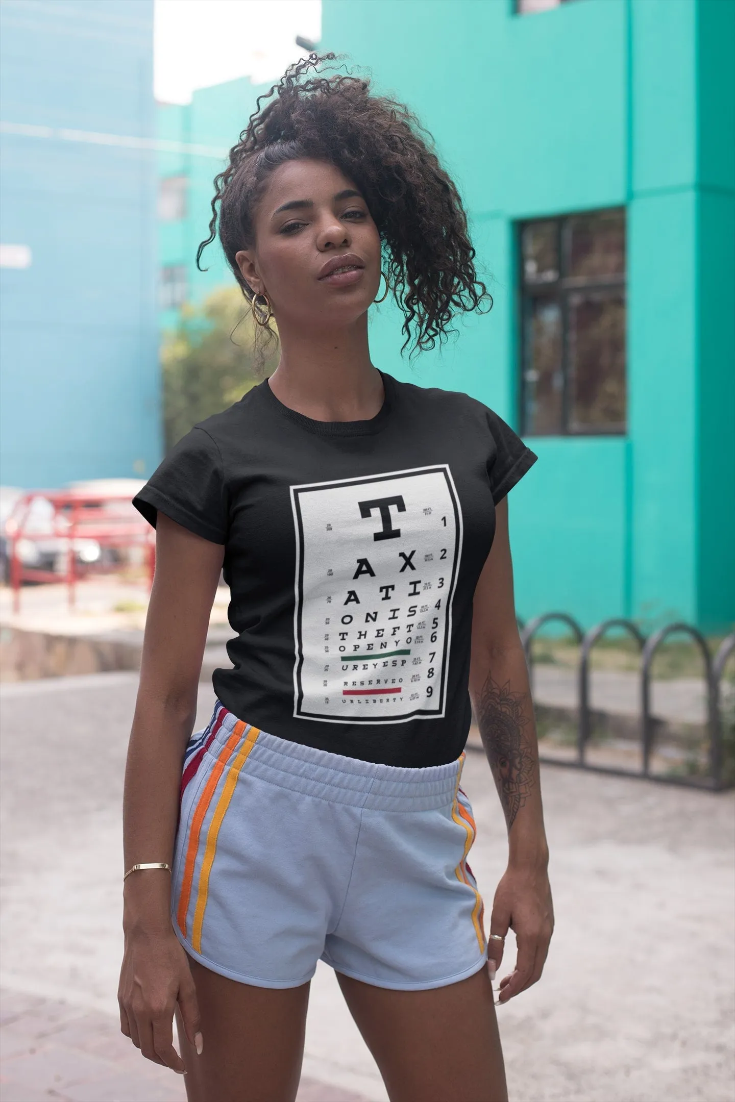 Taxation is Theft Eye Chart Women's T Shirt
