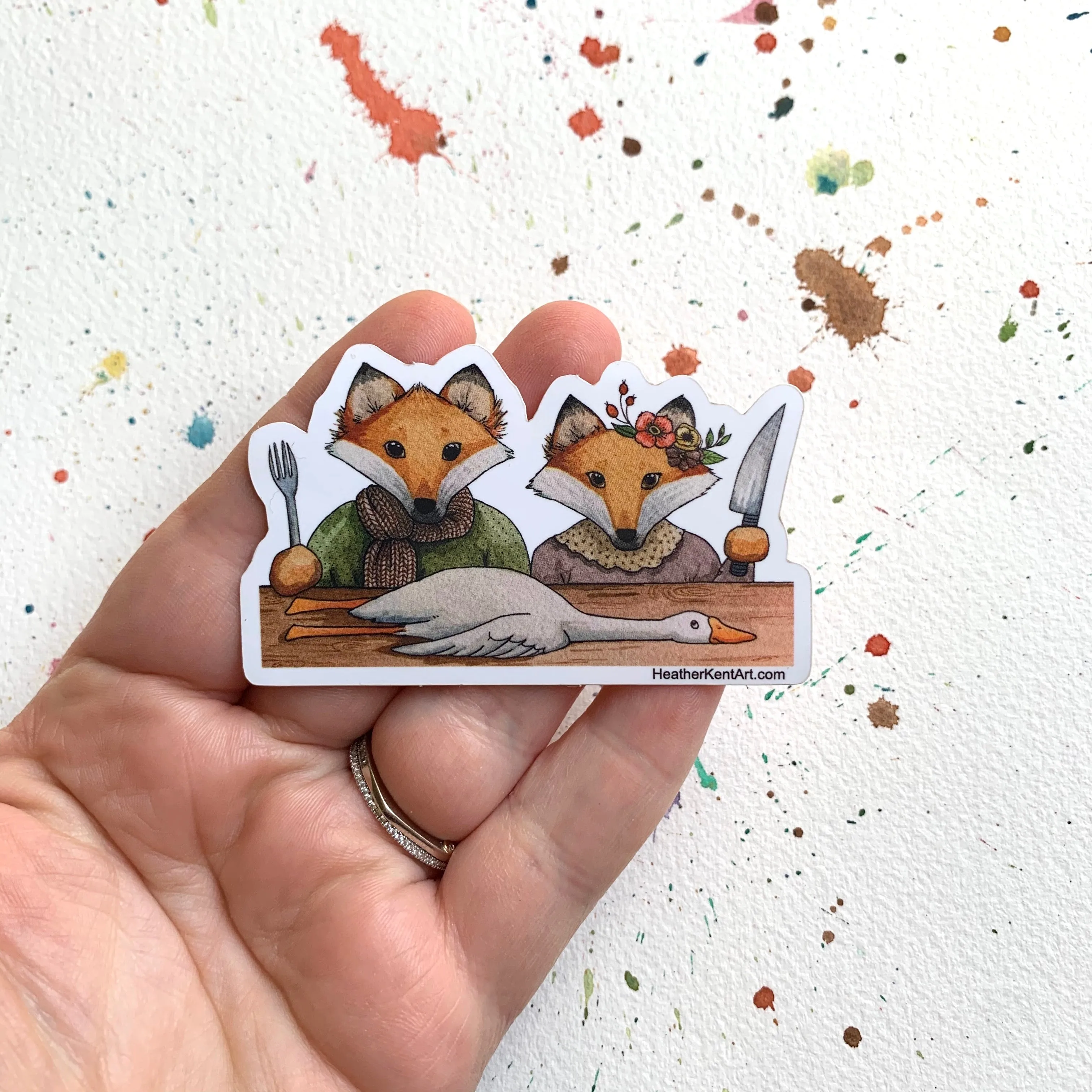 The Fox and His Wife Vinyl Sticker, 3 inch, FREE SHIPPING
