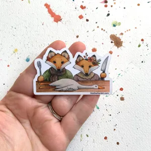 The Fox and His Wife Vinyl Sticker, 3 inch, FREE SHIPPING