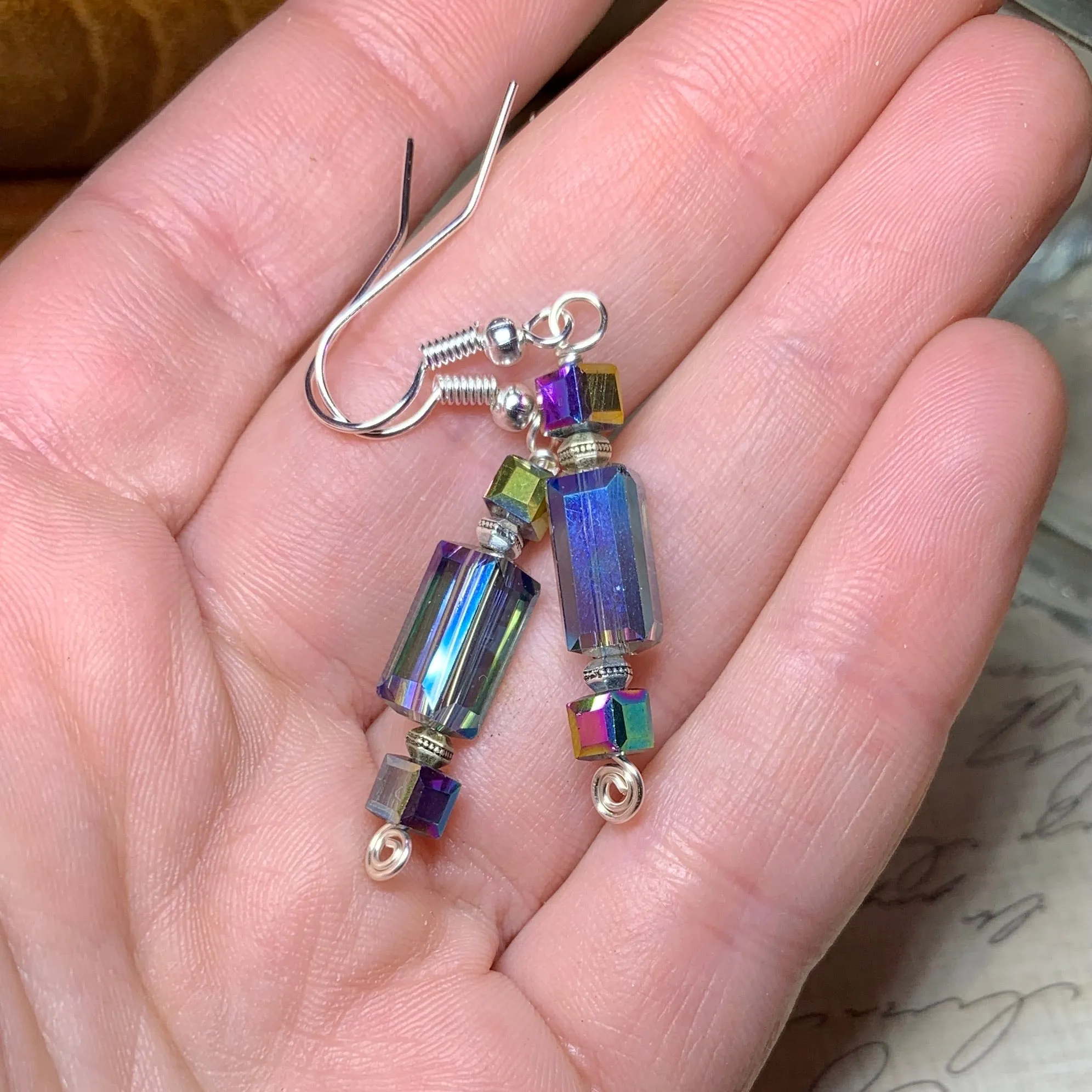 Tiny Evil Genius Earrings: rectangles and squares