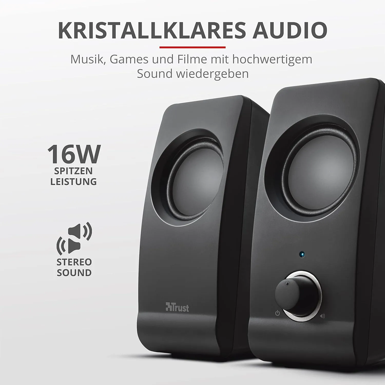 Trust Remo 2.0 PC Lautsprecher Boxen 16 W (8 W RMS) 3,5 mm Anschluss Strom über USB Soundsystem
