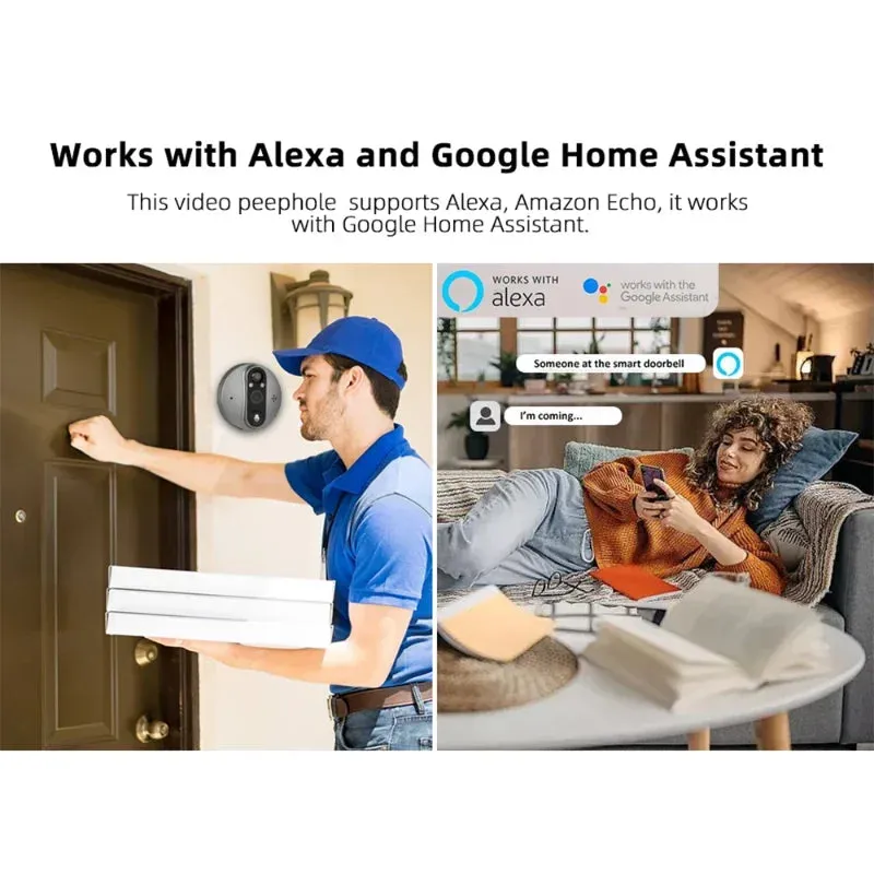 Tuya Smart 1080P WiFi Door Bell Peephole Camera Viewer Home Security Two-way Audio Night Vision 4.3' FHD Video Doorbell Camera