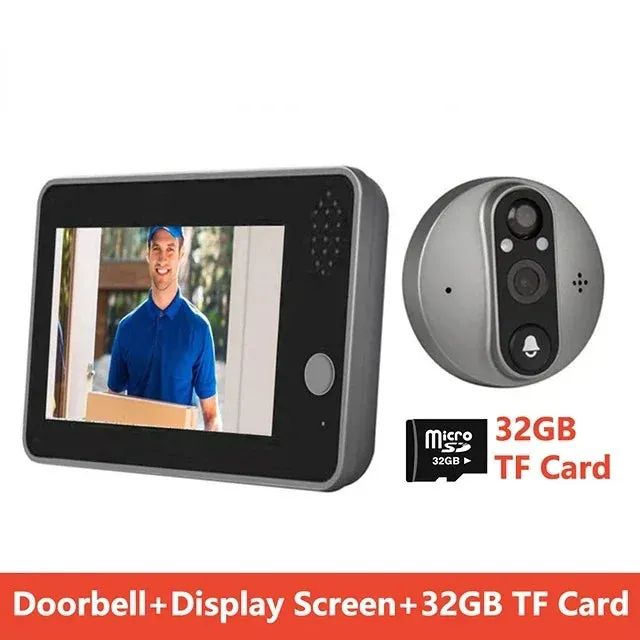 Tuya Smart 1080P WiFi Door Bell Peephole Camera Viewer Home Security Two-way Audio Night Vision 4.3' FHD Video Doorbell Camera