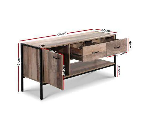 TV Stand Entertainment Unit Storage Cabinet Industrial Rustic Wooden 120cm