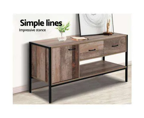 TV Stand Entertainment Unit Storage Cabinet Industrial Rustic Wooden 120cm