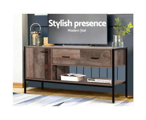 TV Stand Entertainment Unit Storage Cabinet Industrial Rustic Wooden 120cm