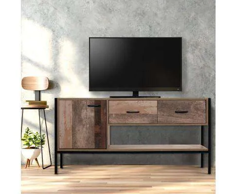 TV Stand Entertainment Unit Storage Cabinet Industrial Rustic Wooden 120cm