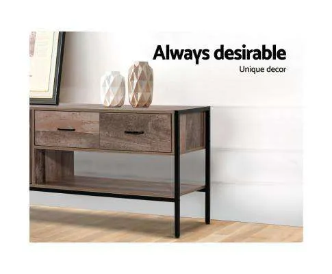 TV Stand Entertainment Unit Storage Cabinet Industrial Rustic Wooden 120cm
