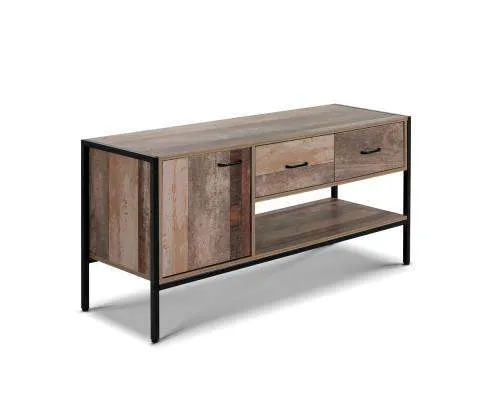 TV Stand Entertainment Unit Storage Cabinet Industrial Rustic Wooden 120cm