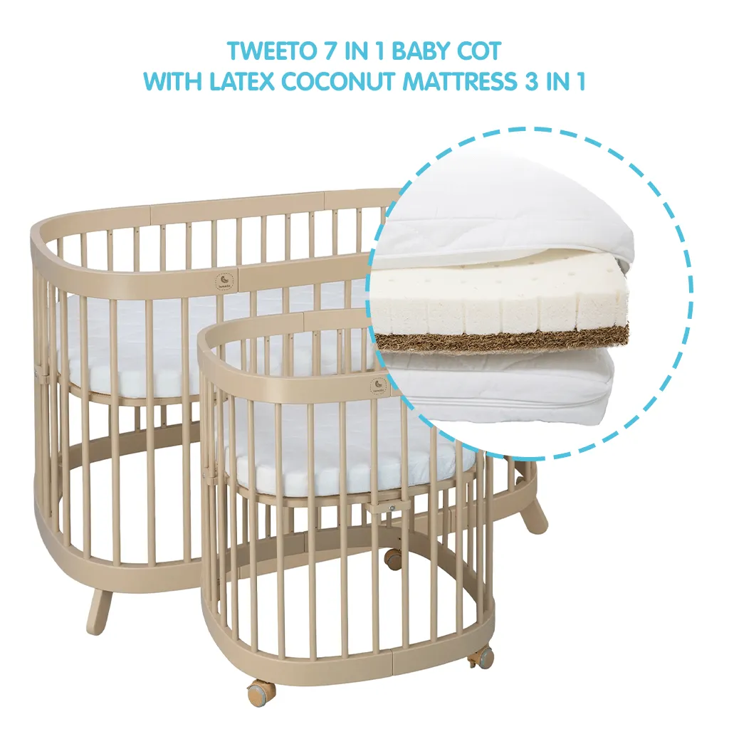 Tweeto 7 in 1 Baby Cot Oat Milk Multifunctional