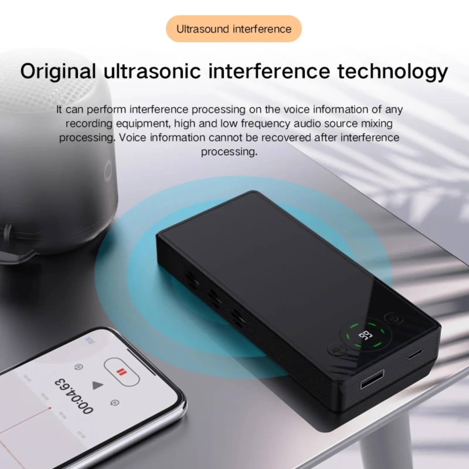Ultrasonic Microphone Jammer Stops Smartphone Voice Recorder from Working Anti-Recording Privacy Guard