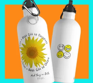 Uplifting Sunflower & Smiles Stainless Steel Water Bottle