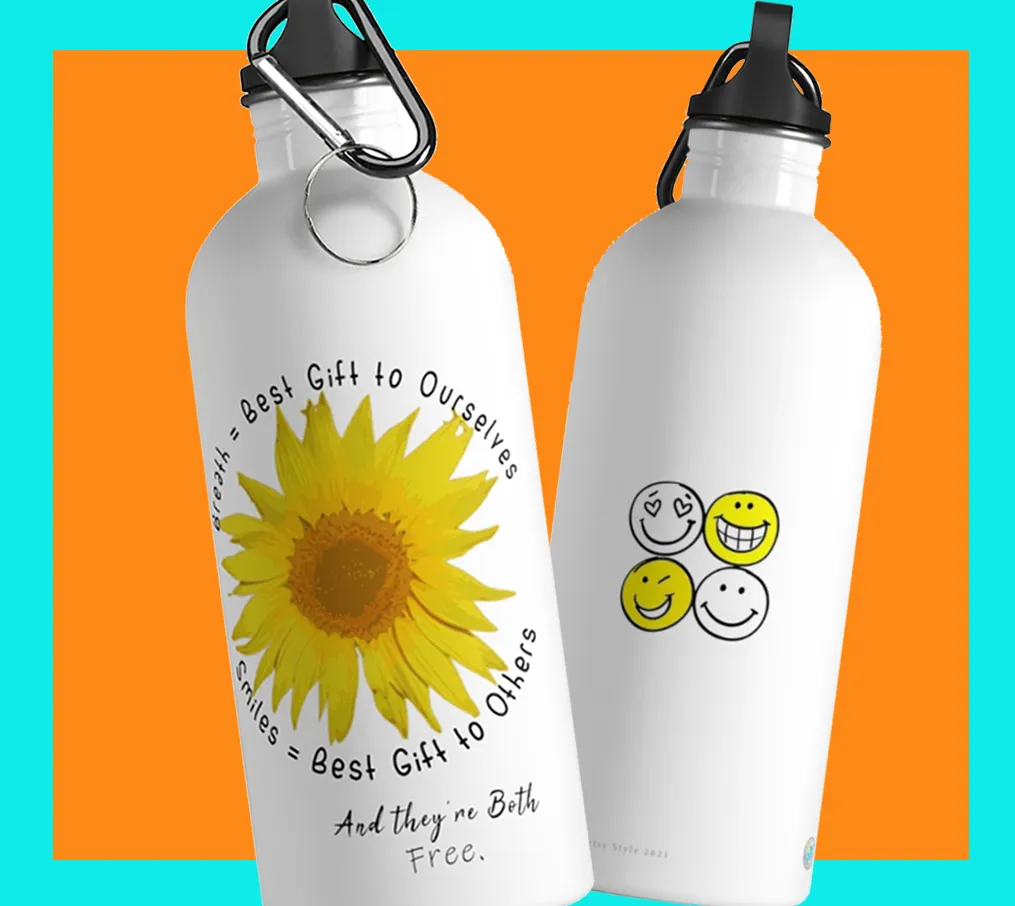 Uplifting Sunflower & Smiles Stainless Steel Water Bottle