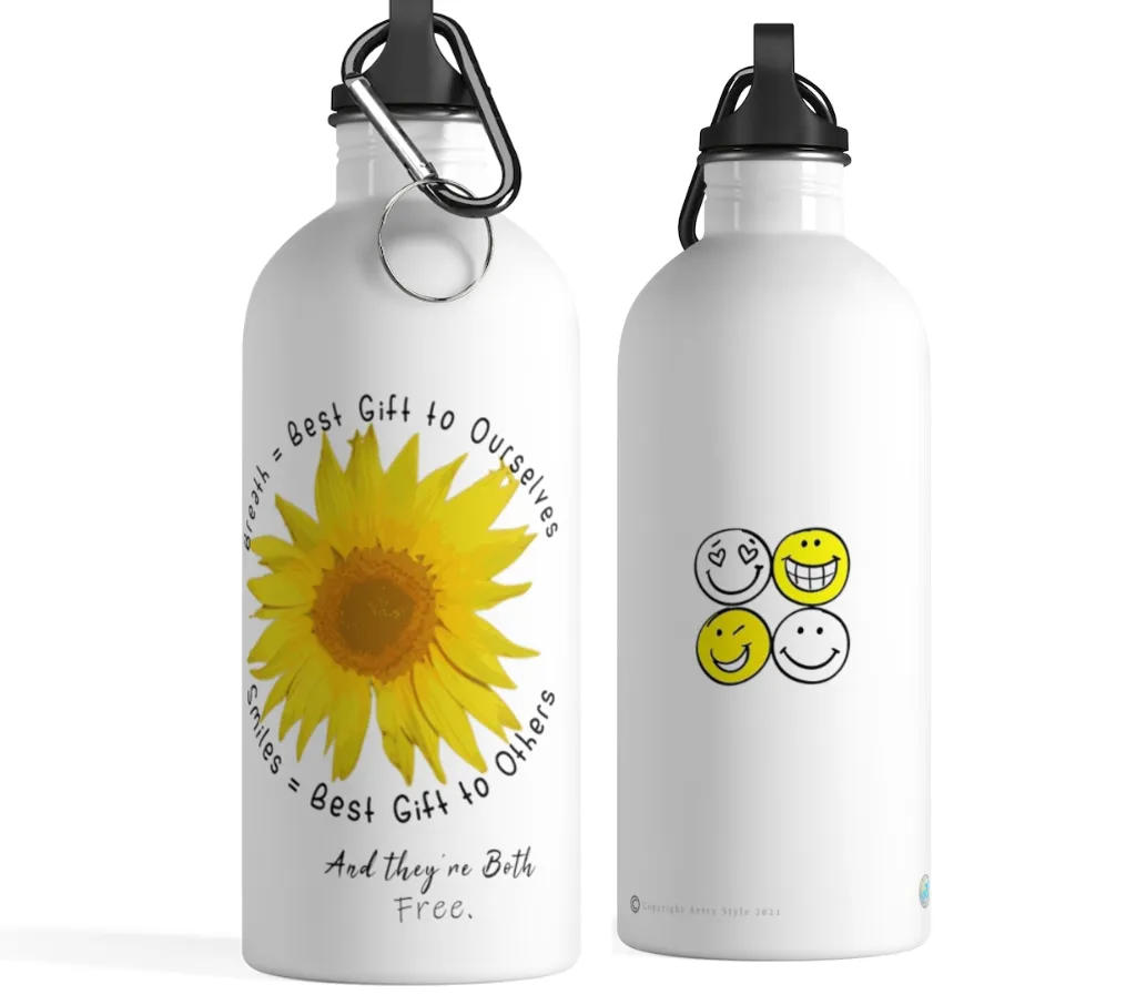 Uplifting Sunflower & Smiles Stainless Steel Water Bottle
