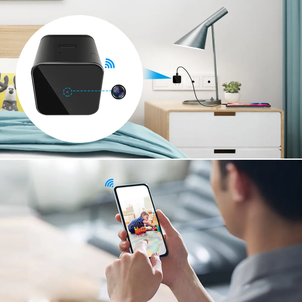 USB Charger Camera Wireless Wi-Fi Night Vision 1080p HD Video Recorder Push Notifications