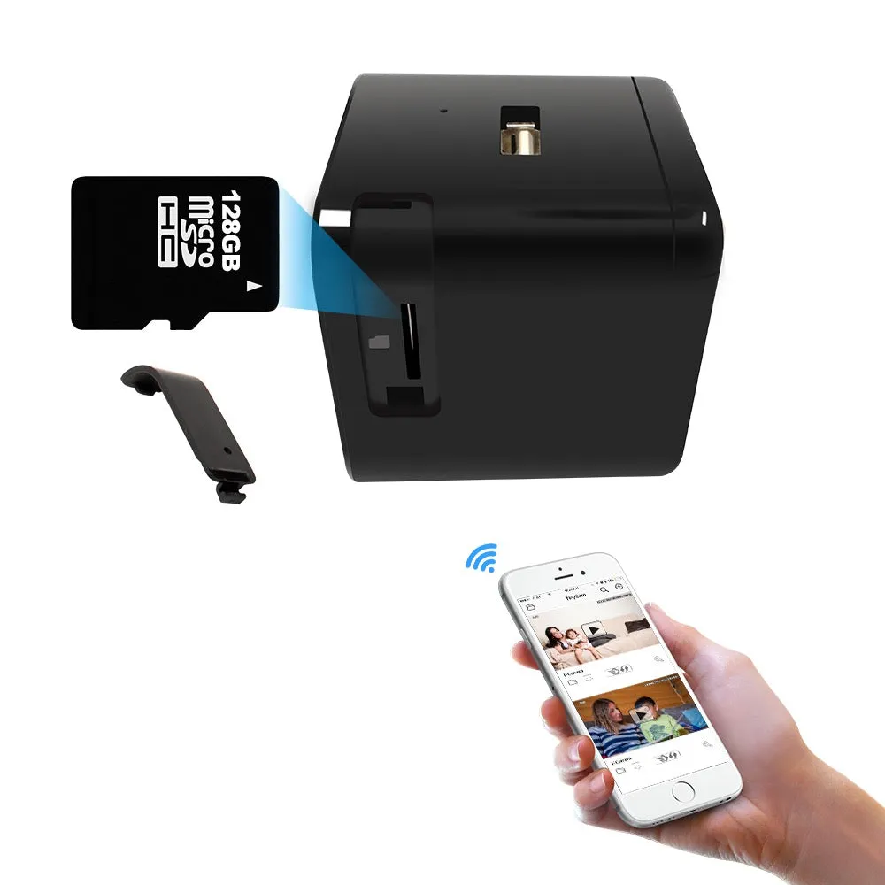 USB Charger Camera Wireless Wi-Fi Night Vision 1080p HD Video Recorder Push Notifications