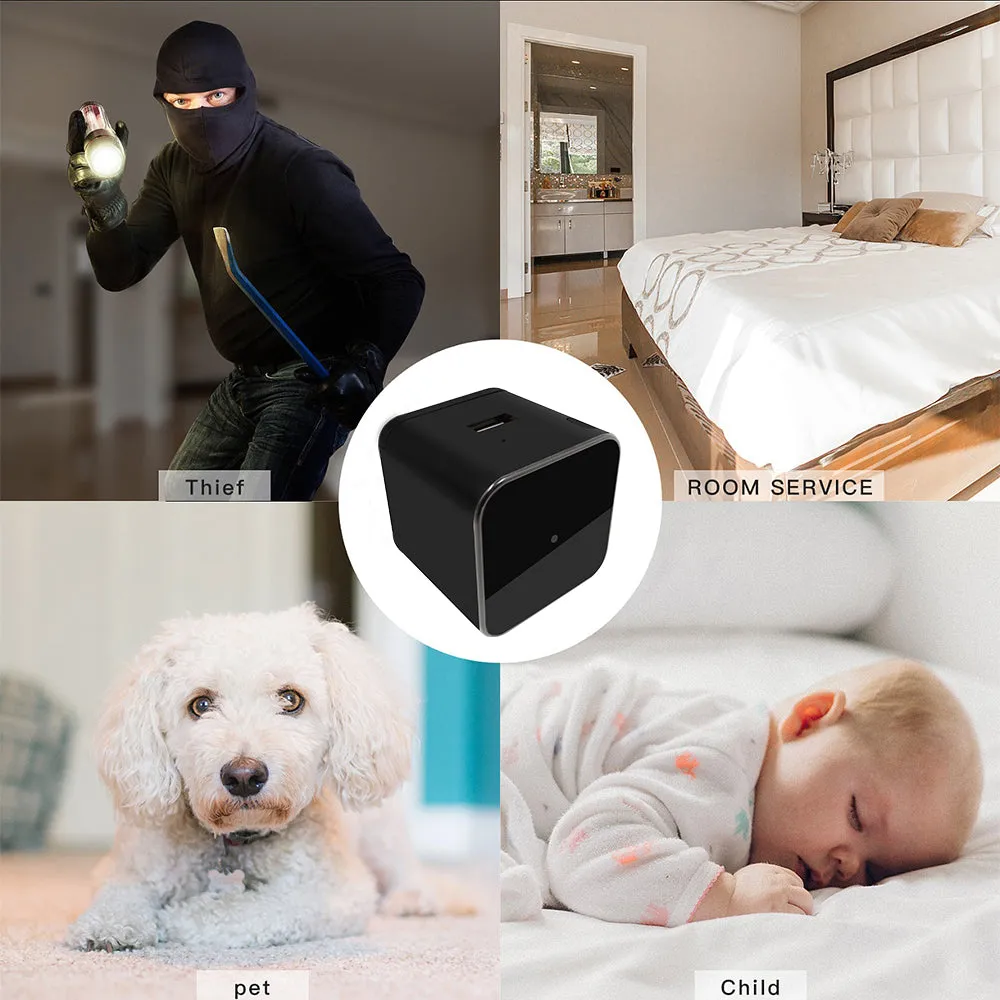 USB Charger Camera Wireless Wi-Fi Night Vision 1080p HD Video Recorder Push Notifications