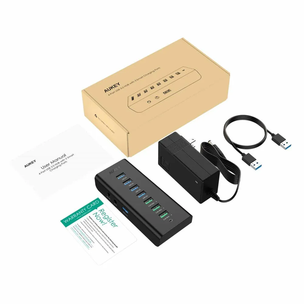 USB Hub with 3 Charging Ports and 4 USB 3.0 Data Ports CB-H19