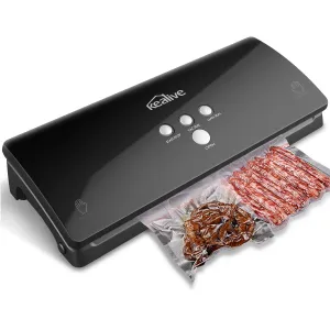 Vacuum Sealer, Kealive Automatic Food Sealer Vacuum Sealing System for Food Storage, Food Savers Vacuum Machine, Black