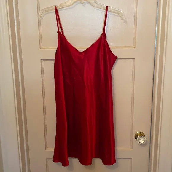 Vanity Fair RED BABYDOLL CHEMISE SLIP DRESS LINGERIE LARGE