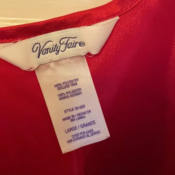 Vanity Fair RED BABYDOLL CHEMISE SLIP DRESS LINGERIE LARGE
