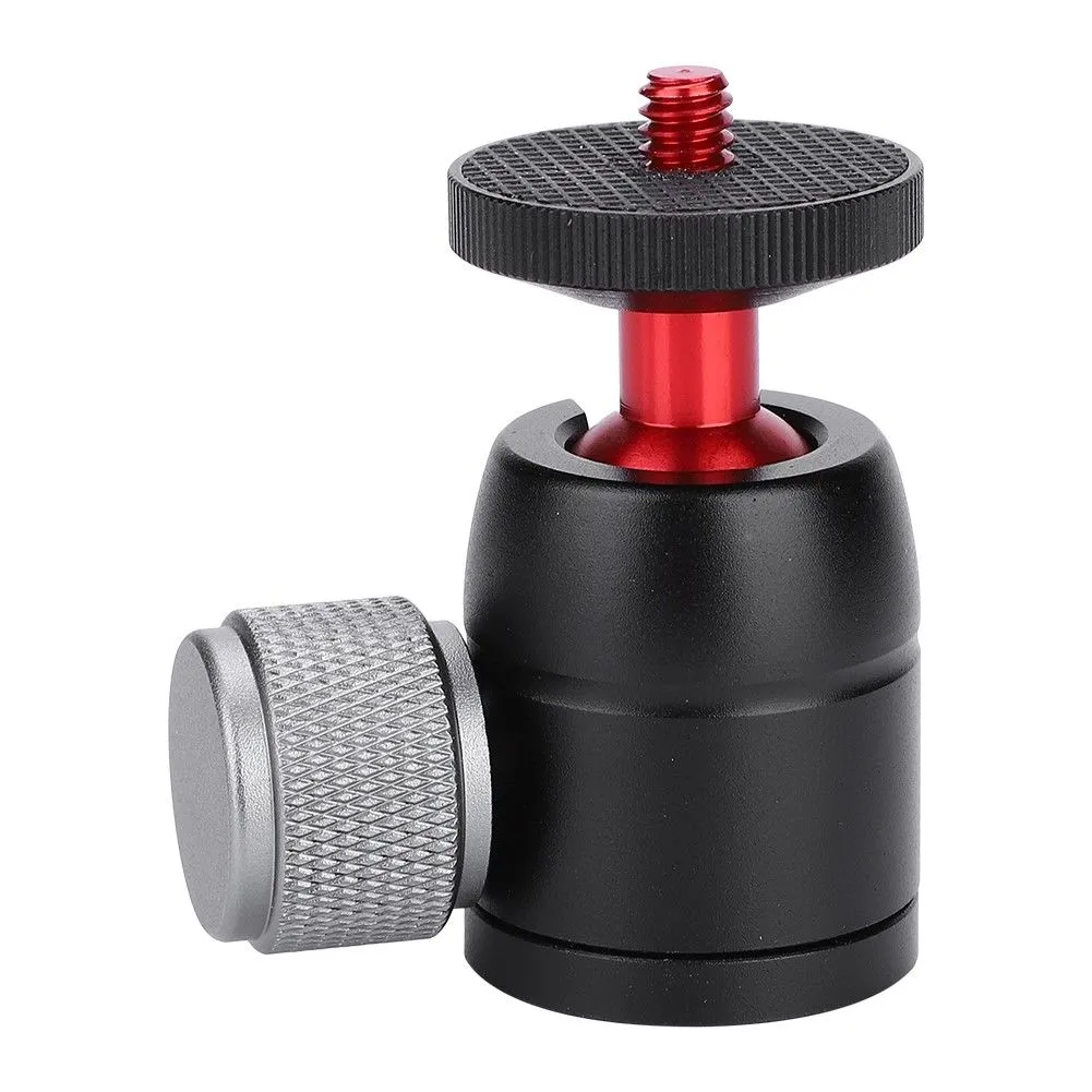 VELEDGE 360ø Rotatable Mini Gimbal Tripod Ball Head Mount with 3/8""to 1/4""Adapter black red