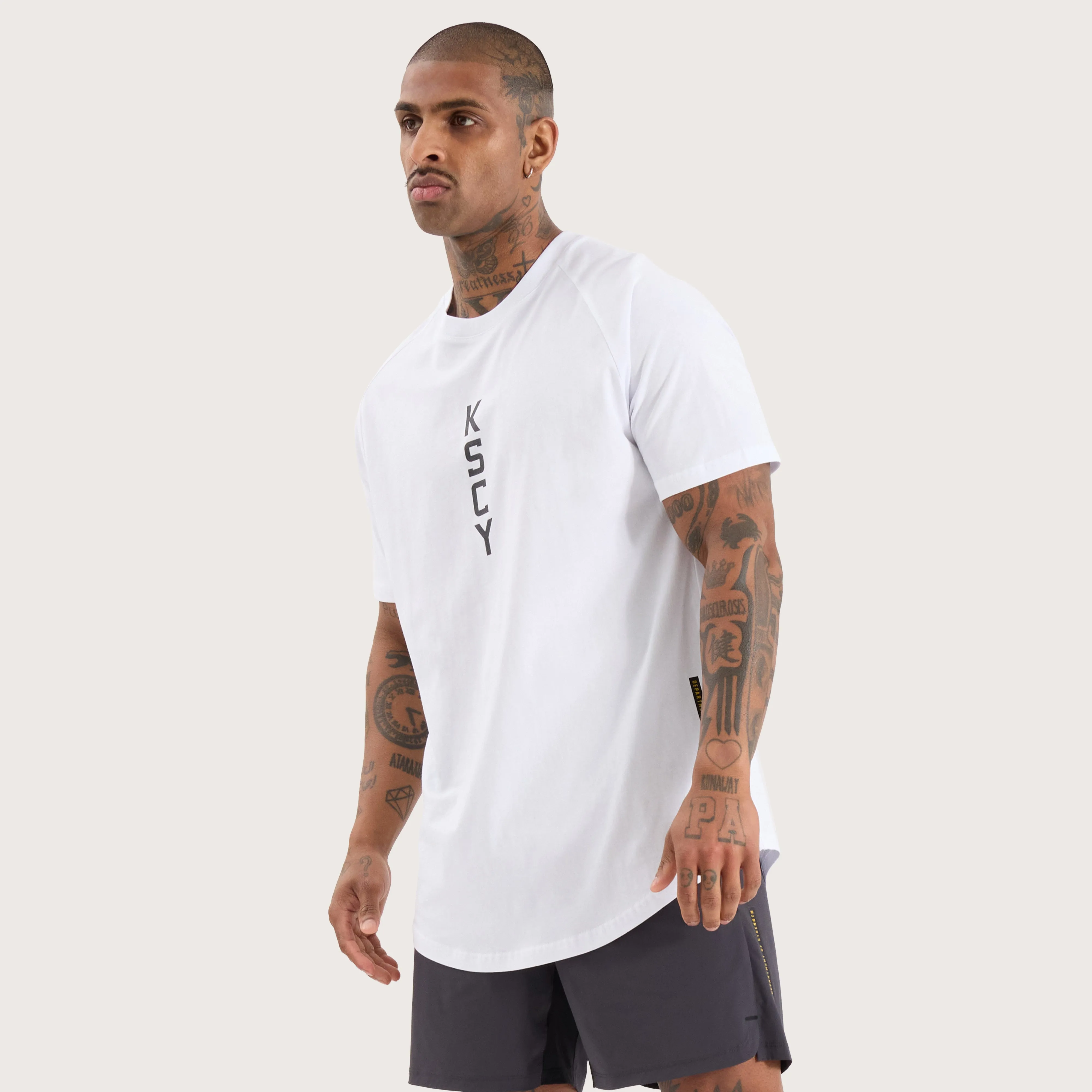 Venture Raglan Dual Curved Tee Optical White