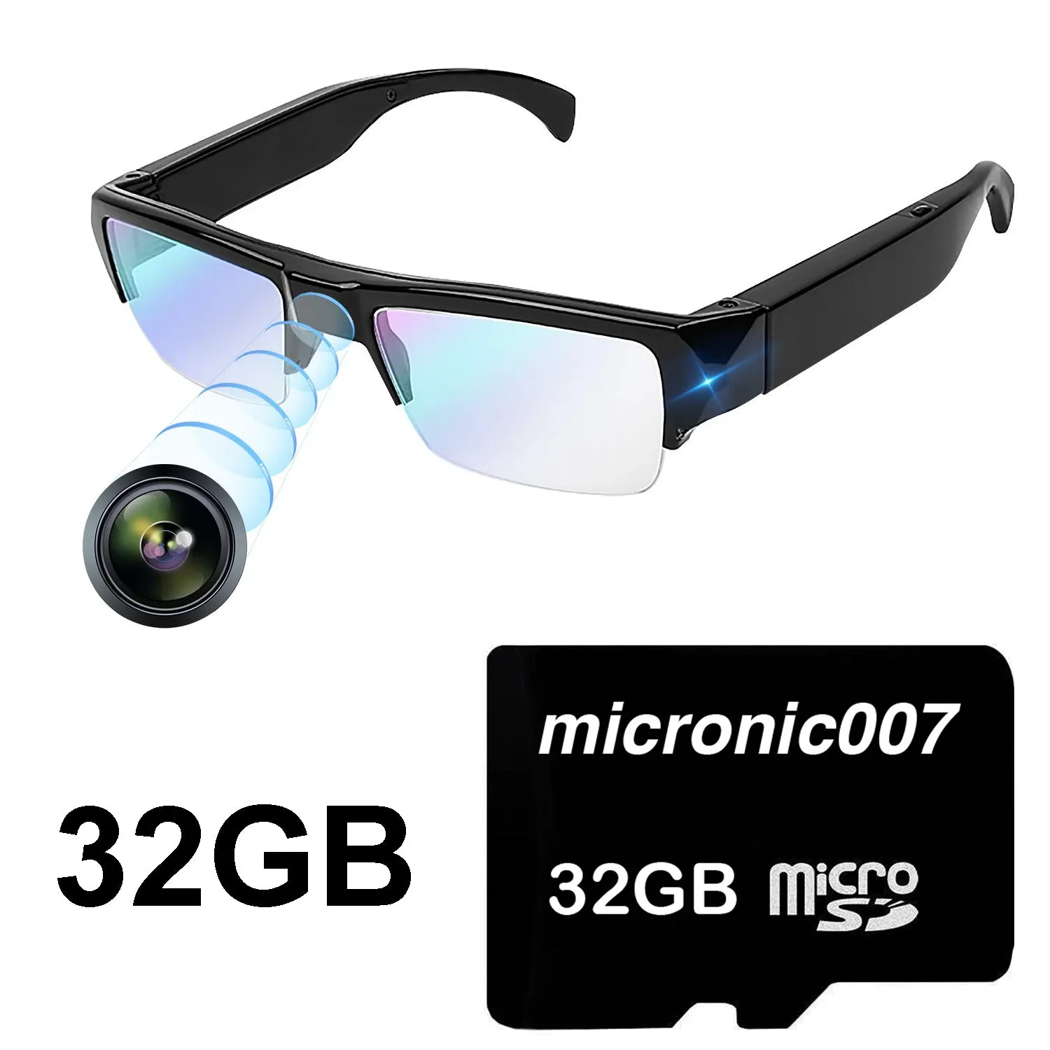 Video Glasses 5MP Camera 1080p FHD Video Recorder with Sound & Take Photos