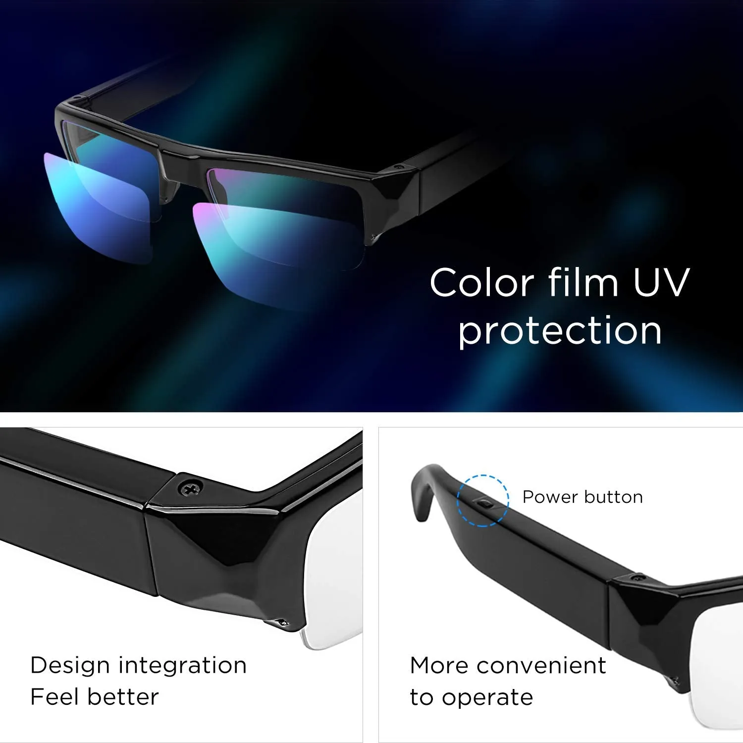 Video Glasses 5MP Camera 1080p FHD Video Recorder with Sound & Take Photos