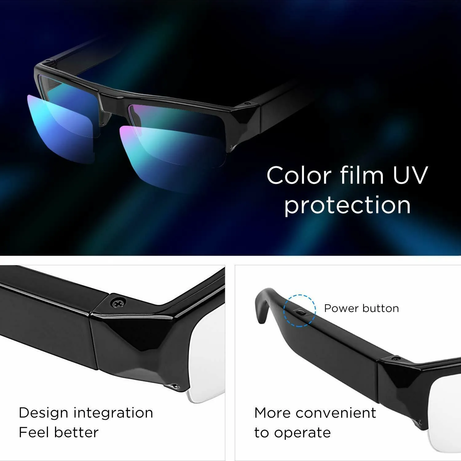 Video Glasses 5MP Camera 1080p FHD Video Recorder with Sound & Take Photos
