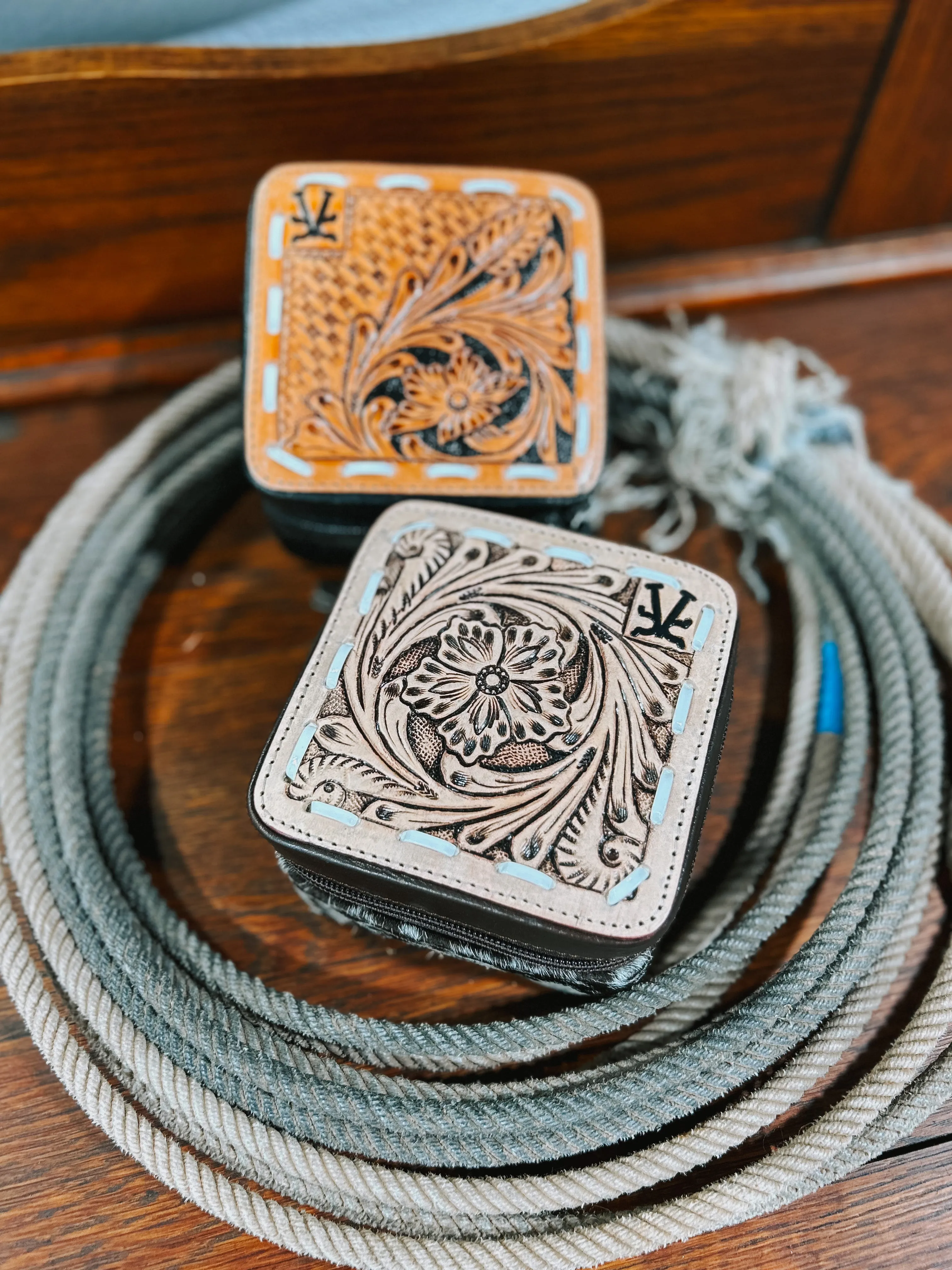 Vintage Cowgirl Tooled Mini Travel Jewelry Case