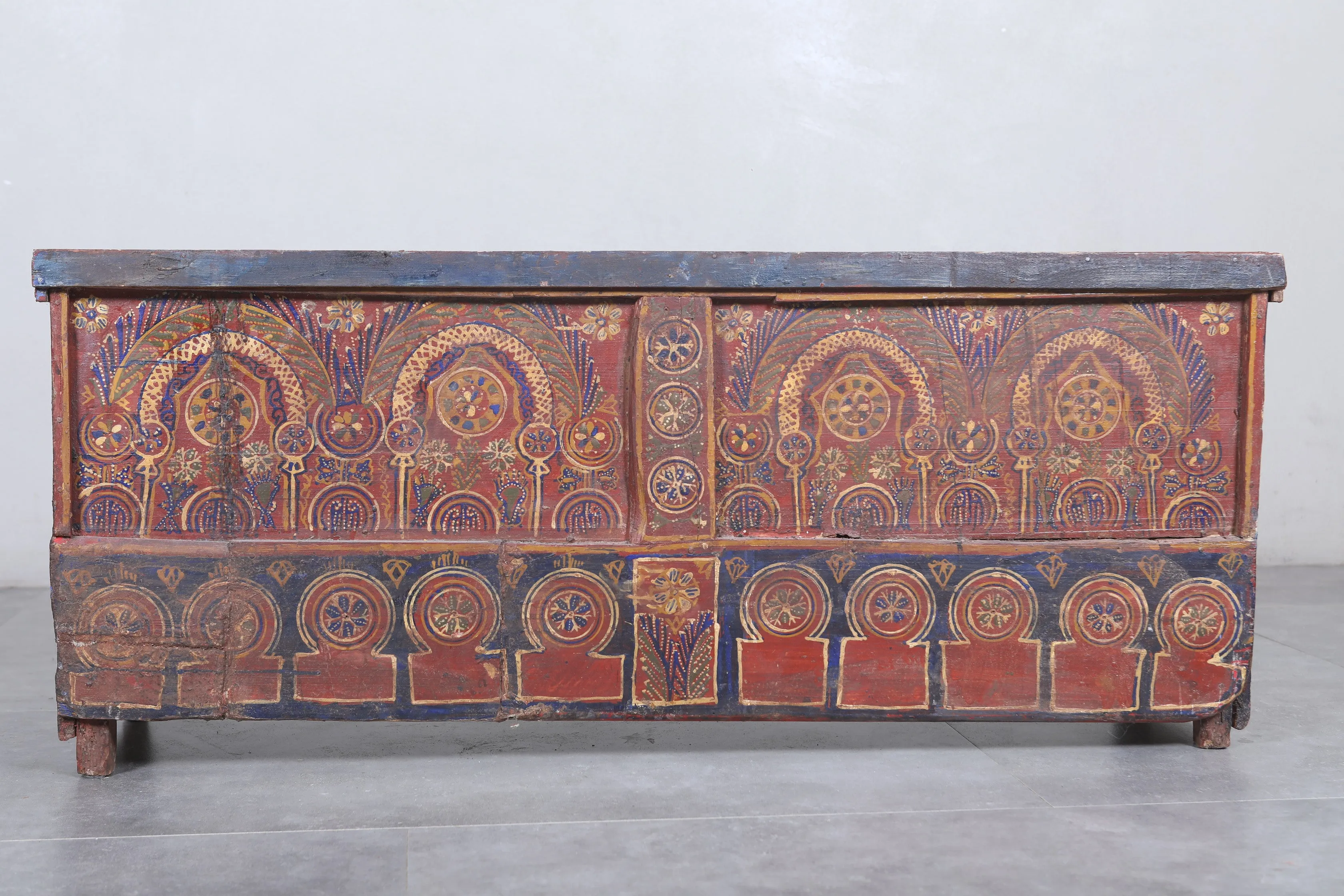 Vintage Moroccan chest  H 20.4  inches x W 49.6 inches x D 13.7 inches