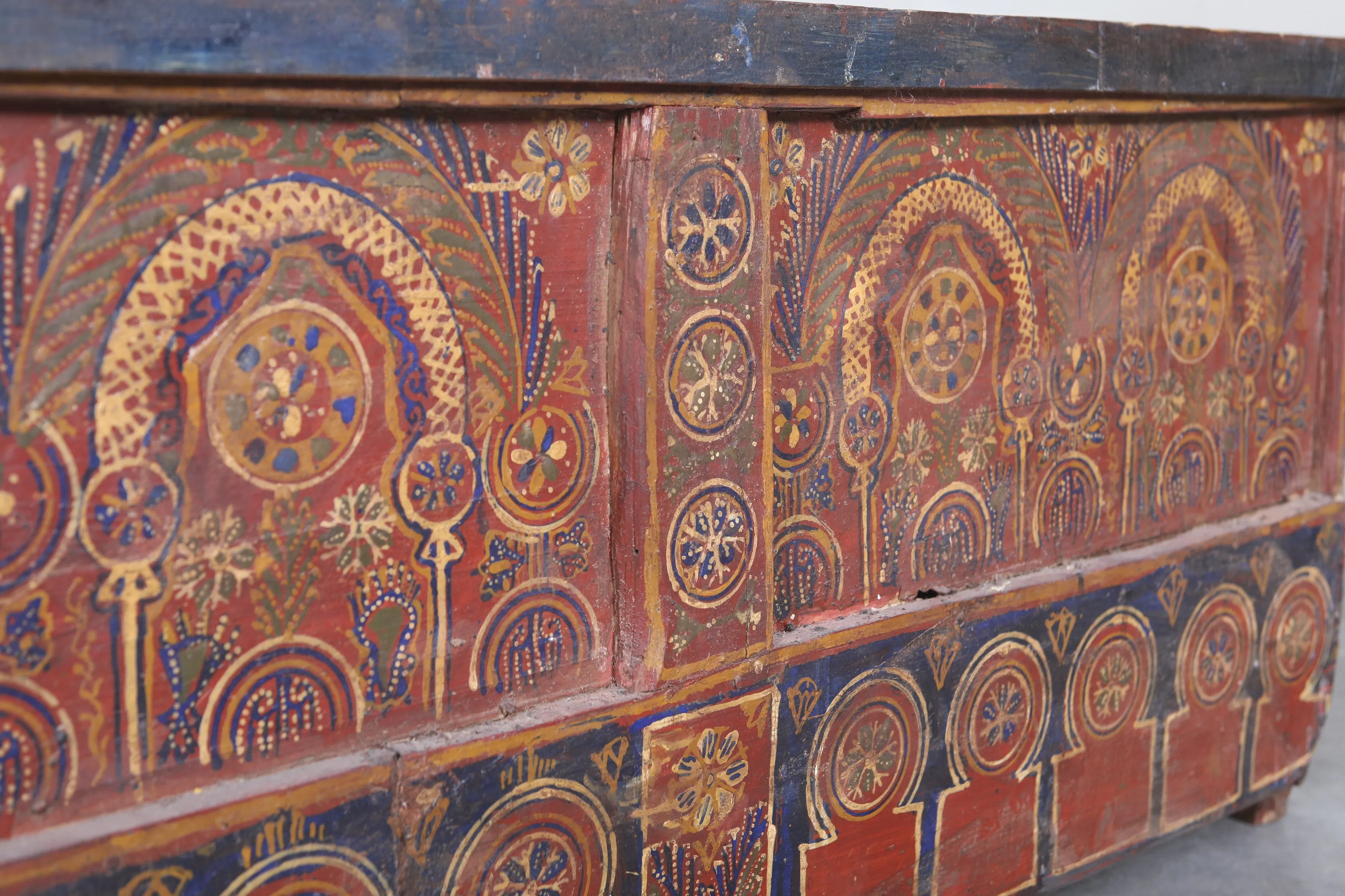 Vintage Moroccan chest  H 20.4  inches x W 49.6 inches x D 13.7 inches