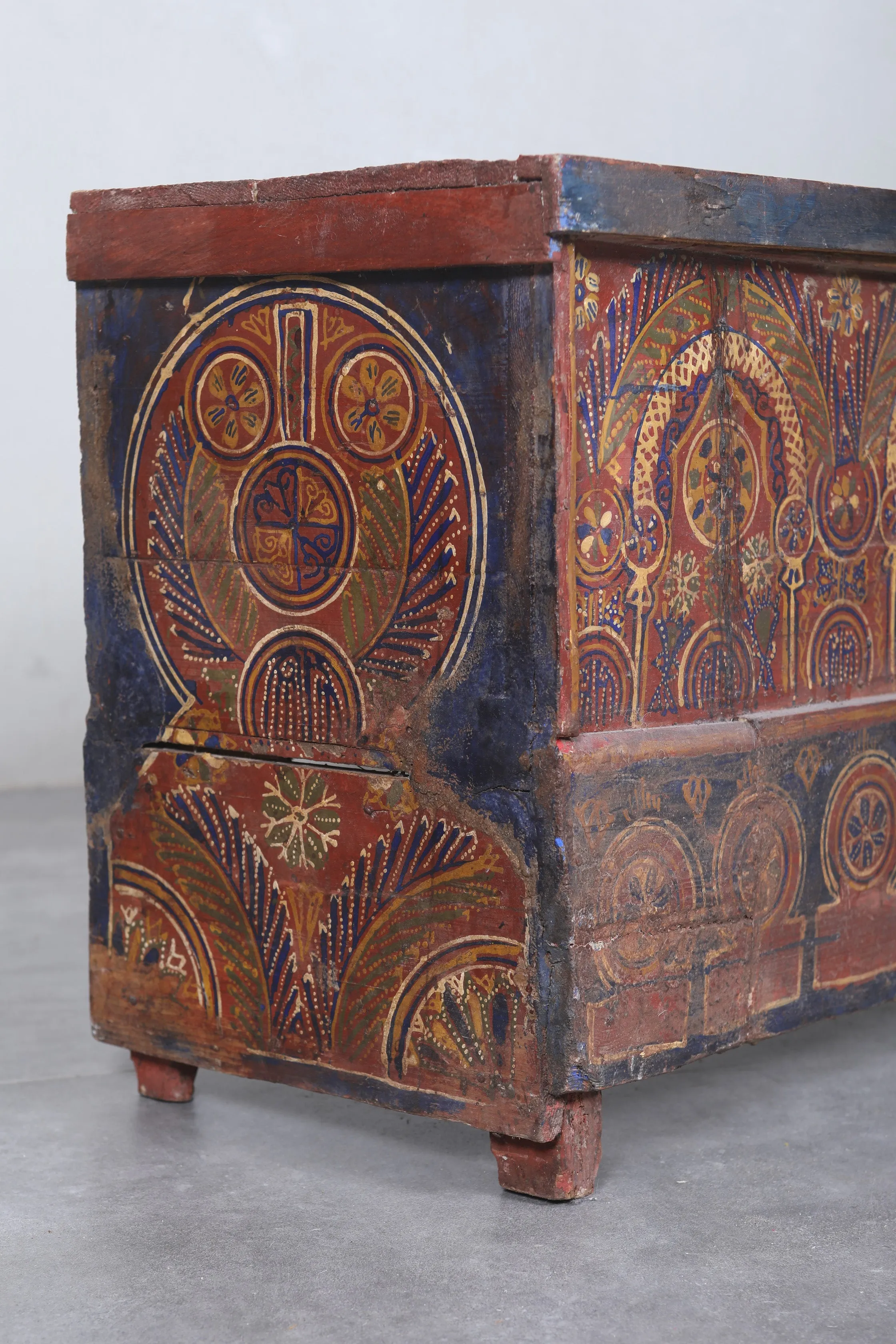 Vintage Moroccan chest  H 20.4  inches x W 49.6 inches x D 13.7 inches