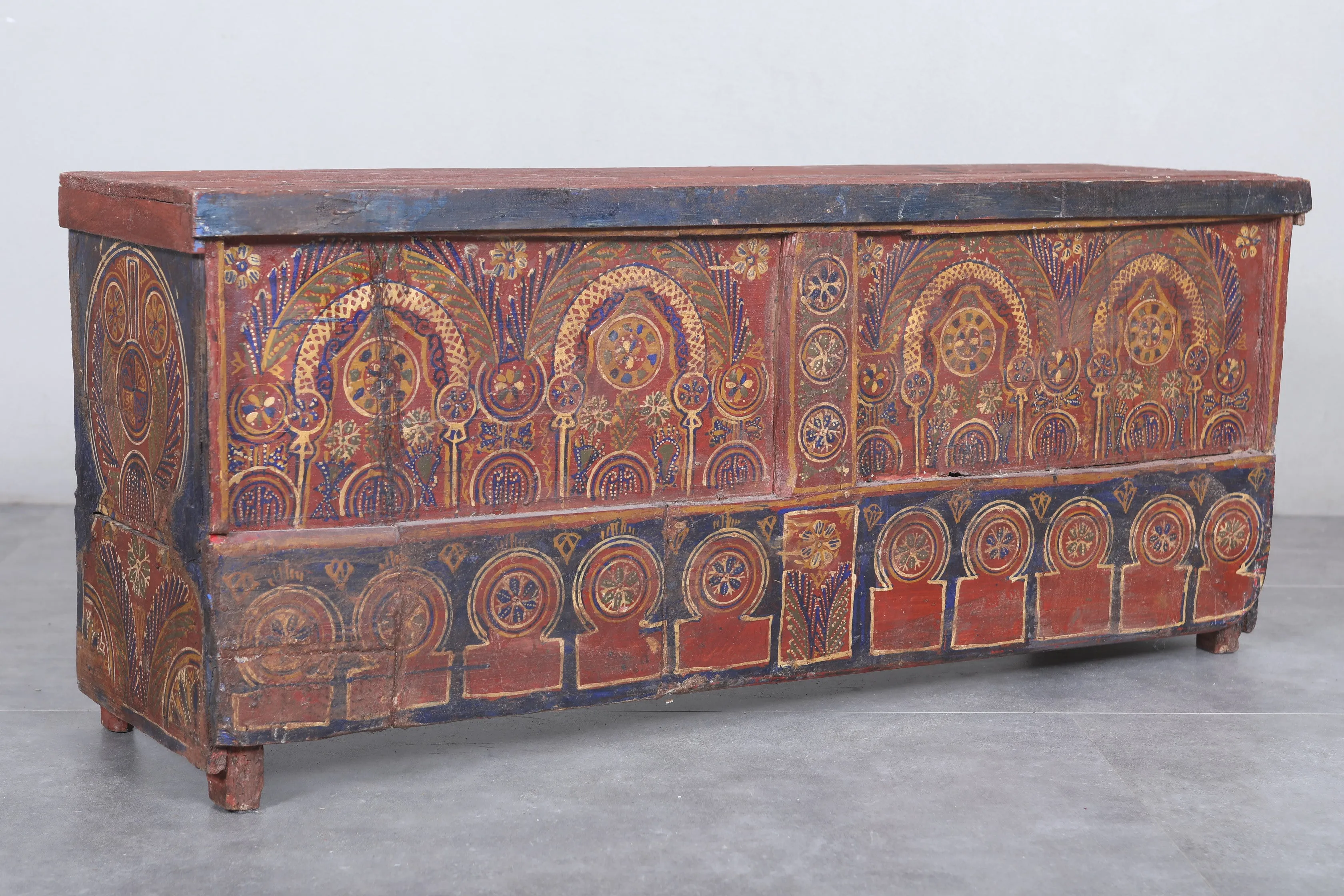 Vintage Moroccan chest  H 20.4  inches x W 49.6 inches x D 13.7 inches