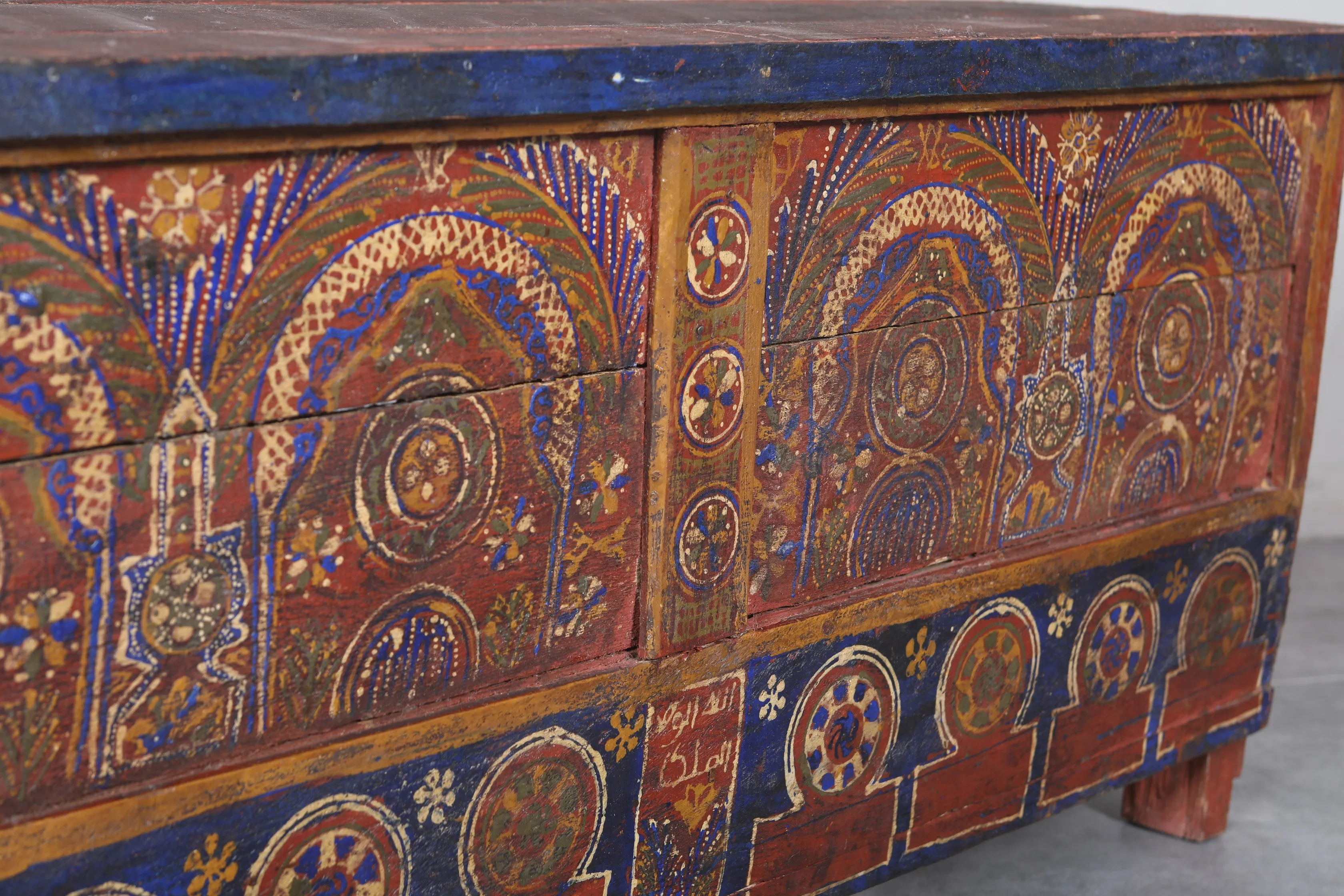 Vintage Moroccan chest  H 23.2 inches x W 51.1 inches x D 12.9 inches