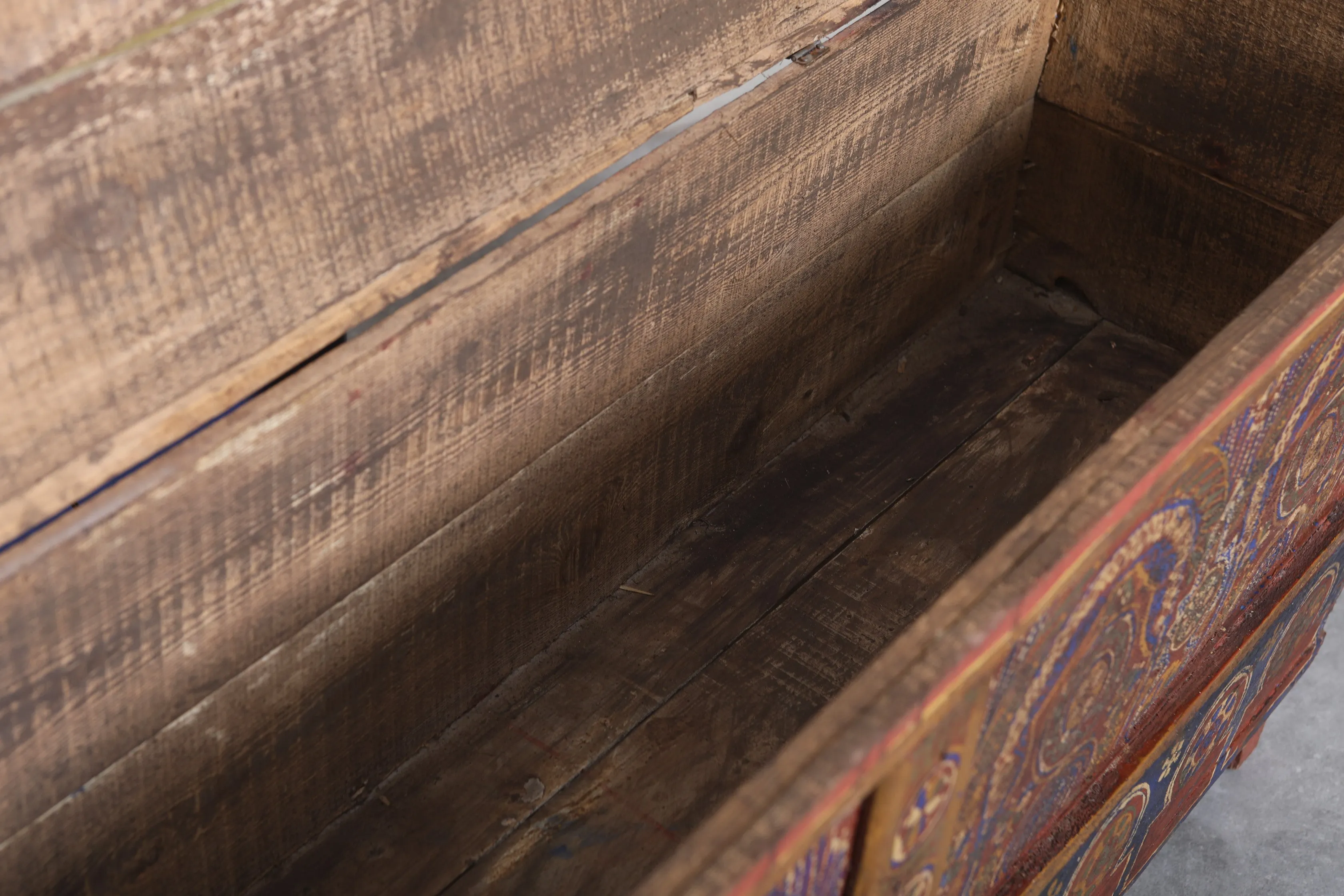 Vintage Moroccan chest  H 23.2 inches x W 51.1 inches x D 12.9 inches