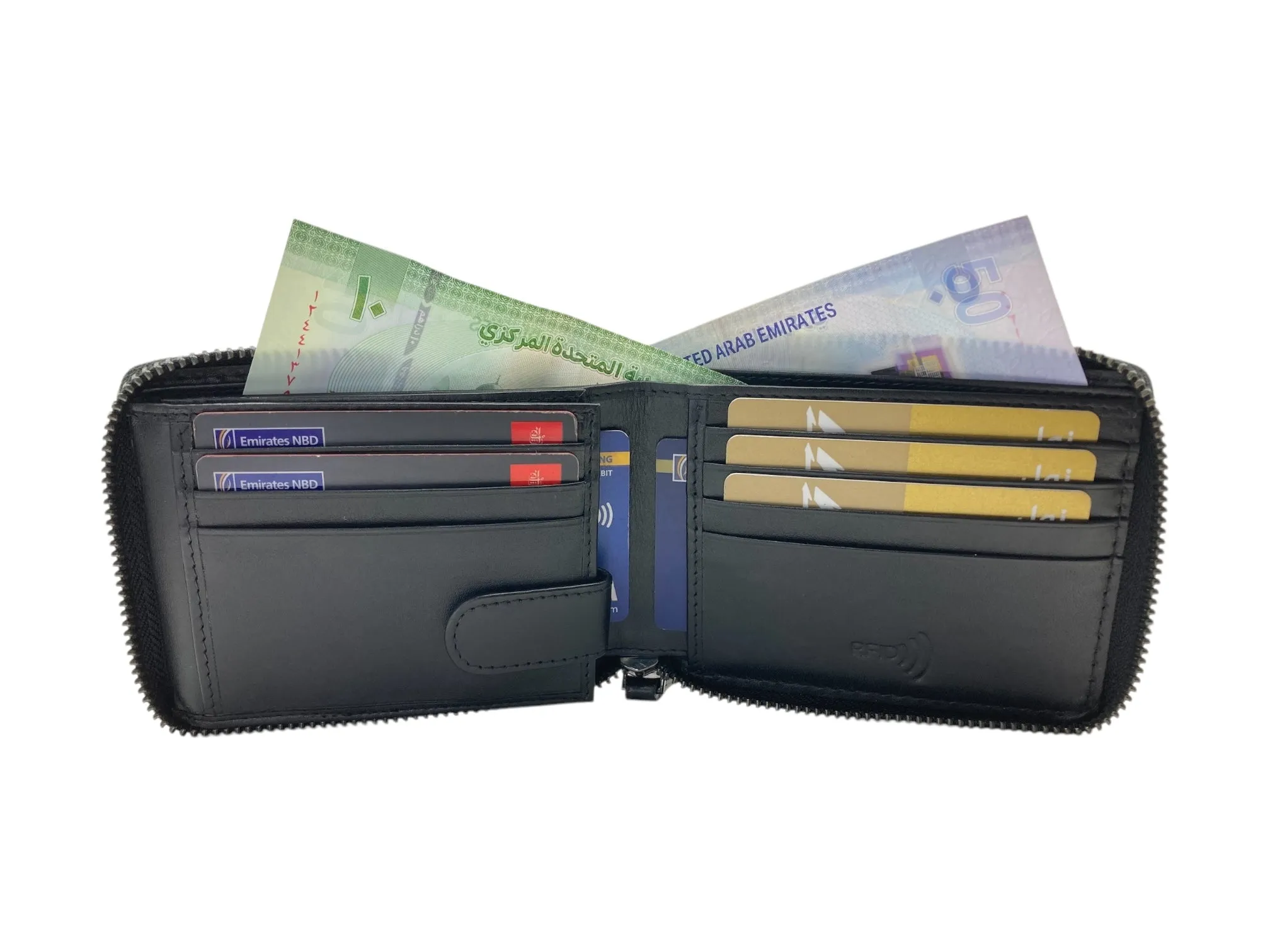 VIP Full Zip RFID Men's Wallet , Multiple Card Bifold Wallet # 1013Z